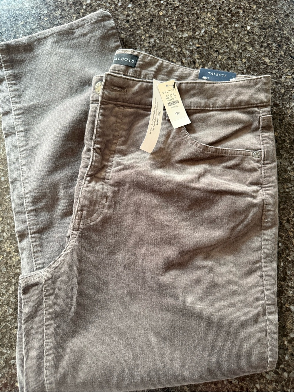 Talbots women’s  Corduroy Pants in Taupe 12 p hemmed 1/2 “